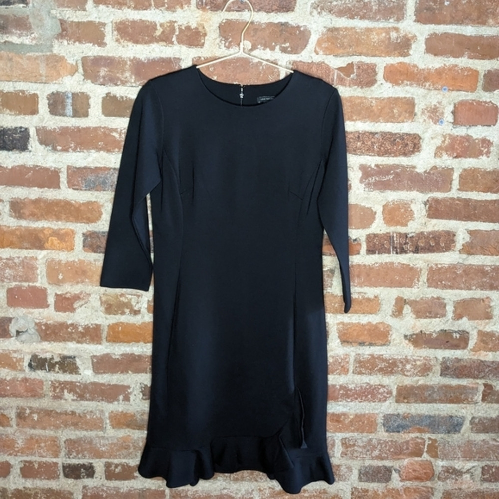 Ann Taylor Size 2 Black Lined Dress w/ Ruffled Bottom